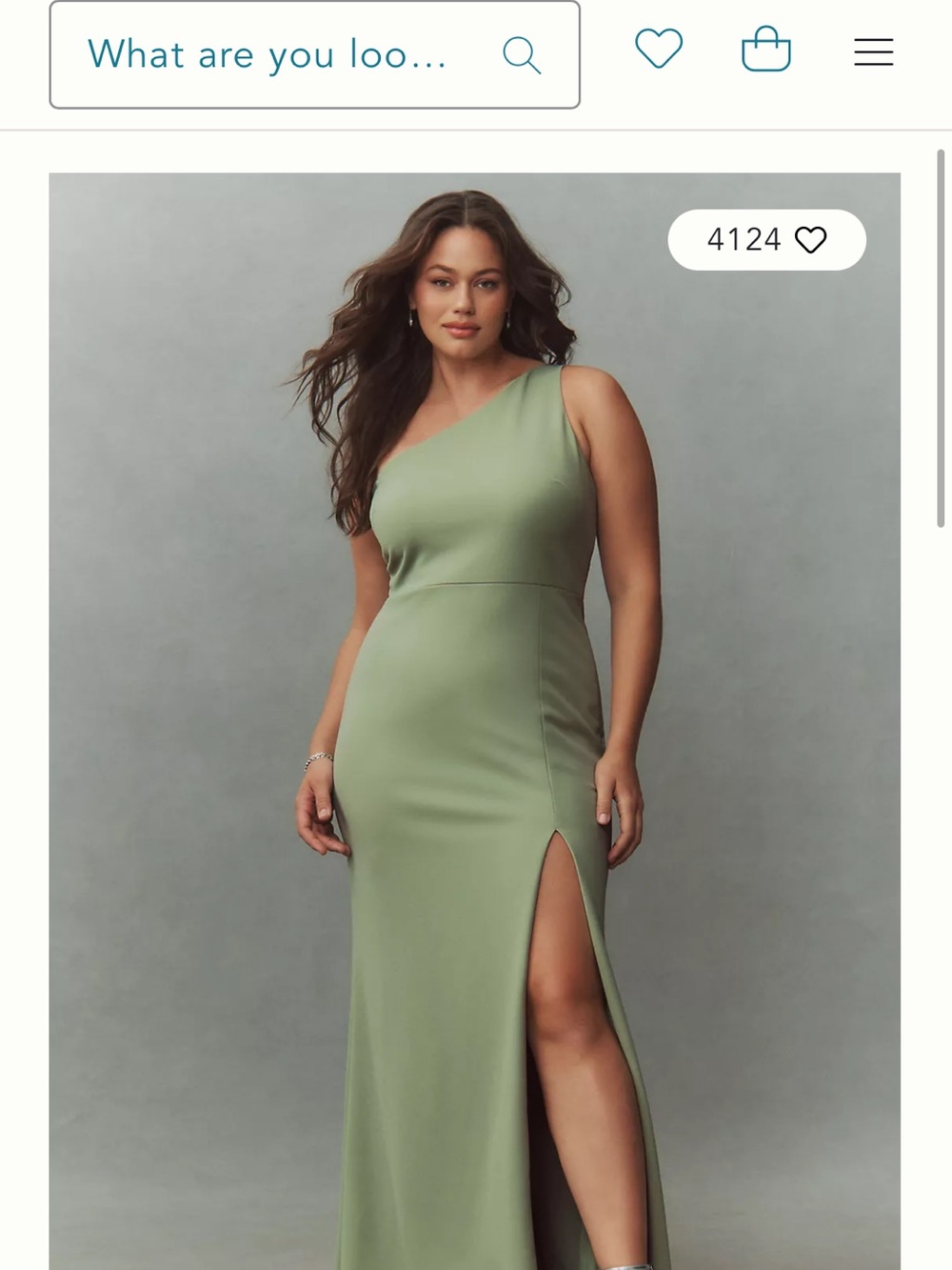 Anthropologie One-Shoulder Sage Green Formal Gown